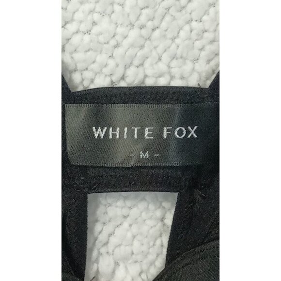 White Fox Mini Dress Womens M Sleeveless Plunge Keyhole Backless Solid Black - Picture 5 of 10
